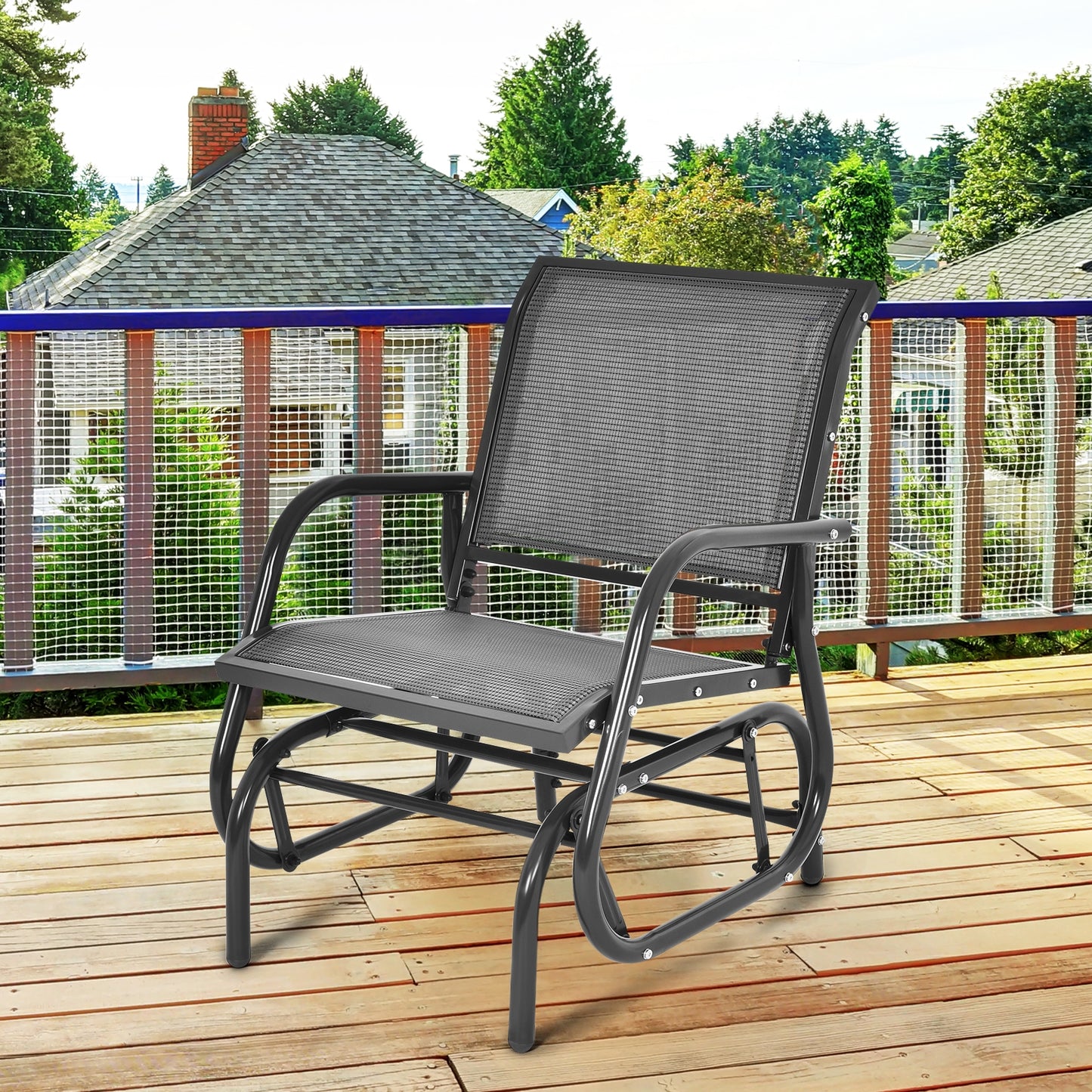 Outdoor Single Swing Glider Rocking Chair, Gray Patio Rocking Chairs & Gliders at Gallery Canada