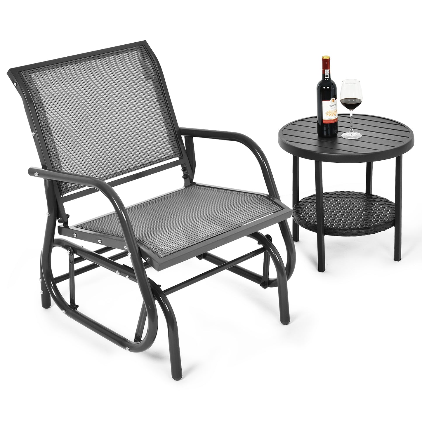 Outdoor Single Swing Glider Rocking Chair, Gray Patio Rocking Chairs & Gliders at Gallery Canada