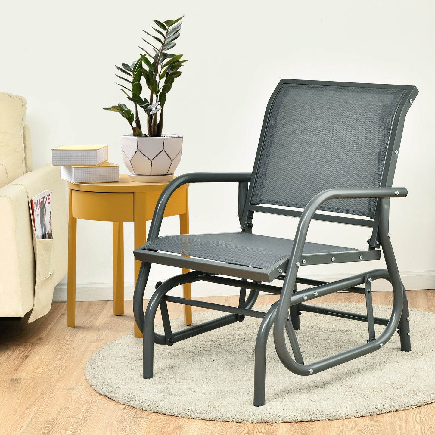 Outdoor Single Swing Glider Rocking Chair, Gray Patio Rocking Chairs & Gliders at Gallery Canada