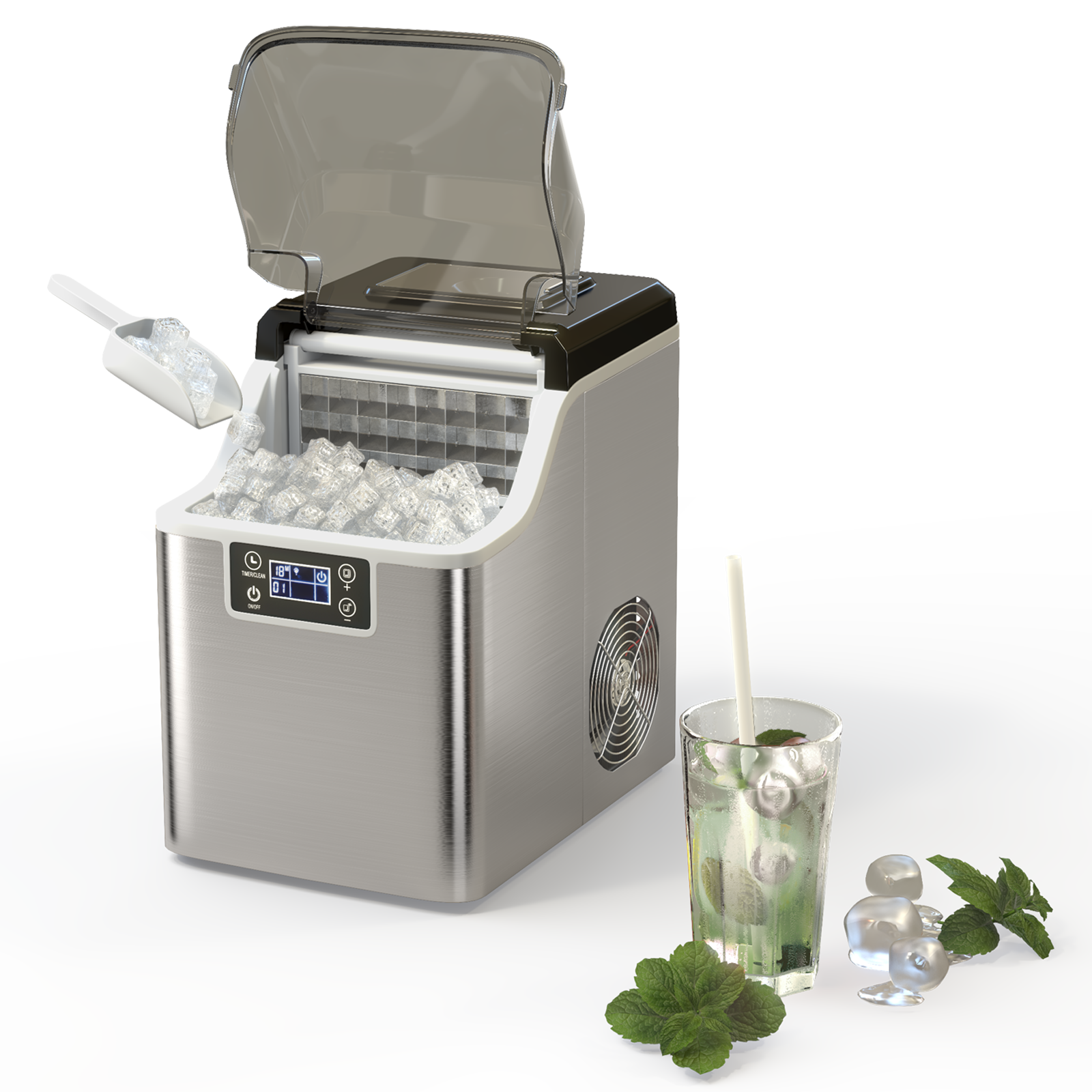 Electric Portable Countertop Ice Maker, With Scoop And Basket, Silver Ice Makers at Gallery Canada
