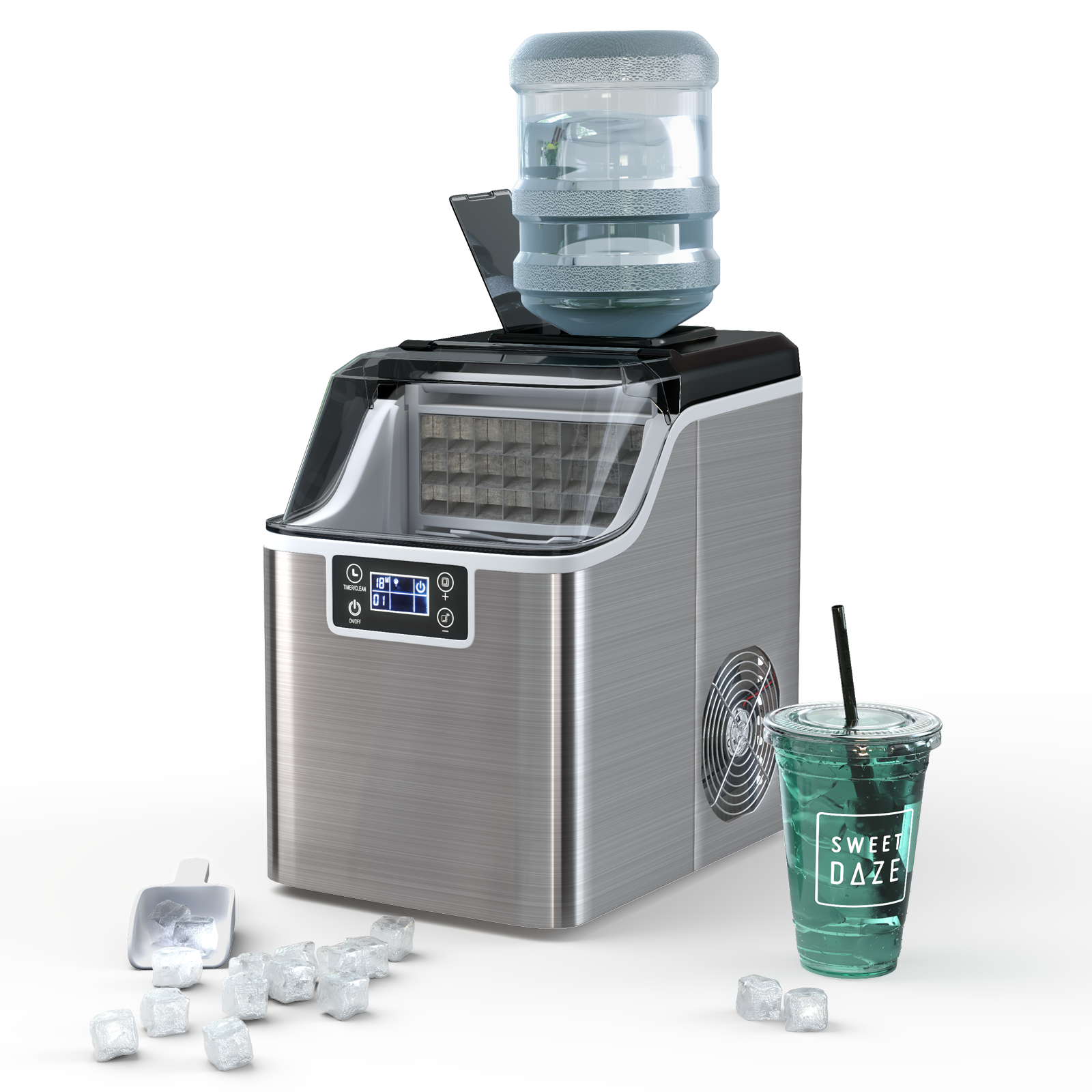 Electric Portable Countertop Ice Maker, With Scoop And Basket, Silver Ice Makers at Gallery Canada