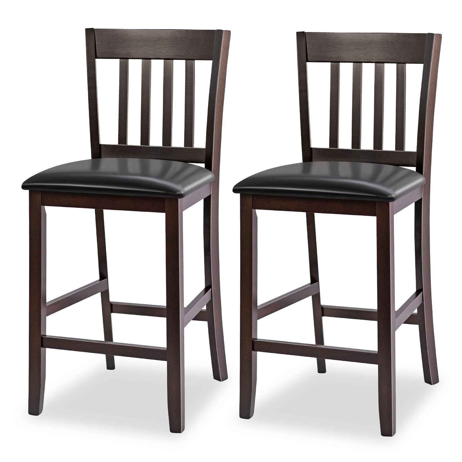 Set of 2 Bar Stools, 25 Inches, Rubber Wood Legs, Espresso Bar Stools at Gallery Canada