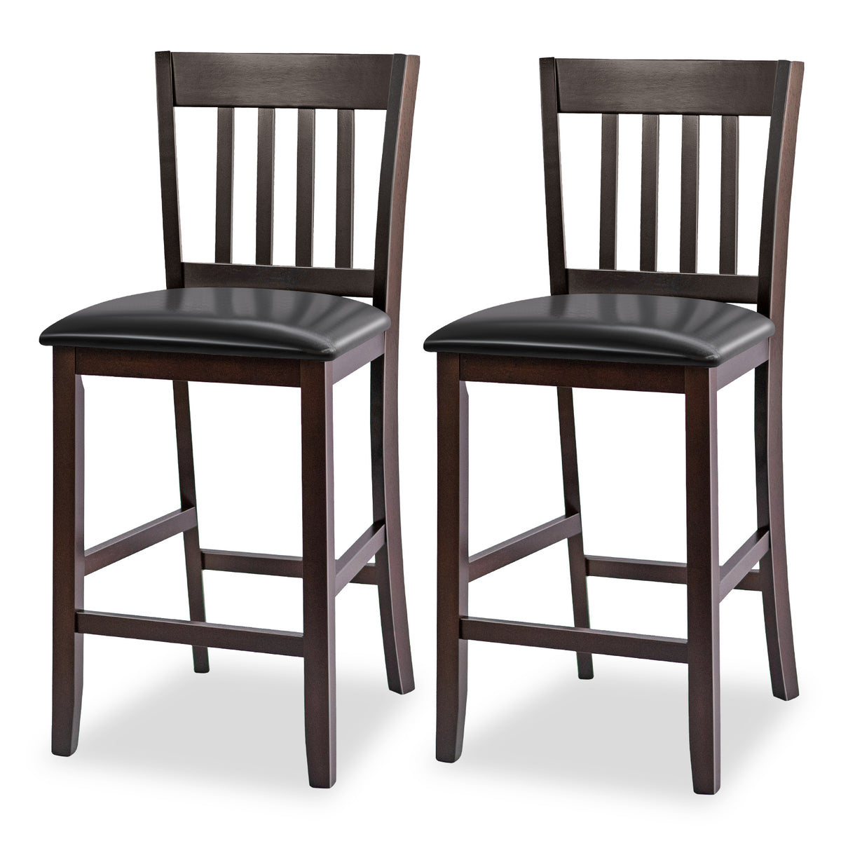 Set of 2 Bar Stools, 25 Inches, Rubber Wood Legs, Espresso Bar Stools at Gallery Canada