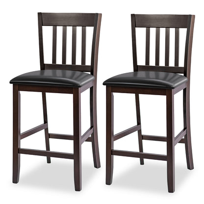 Set of 2 Bar Stools, 25 Inches, Rubber Wood Legs, Espresso Bar Stools at Gallery Canada
