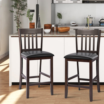 Set of 2 Bar Stools, 25 Inches, Rubber Wood Legs, Espresso Bar Stools at Gallery Canada