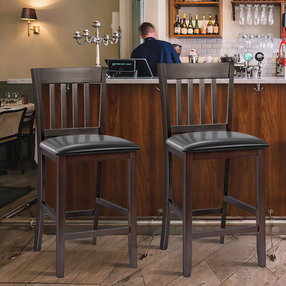Set of 2 Bar Stools, 25 Inches, Rubber Wood Legs, Espresso Bar Stools at Gallery Canada