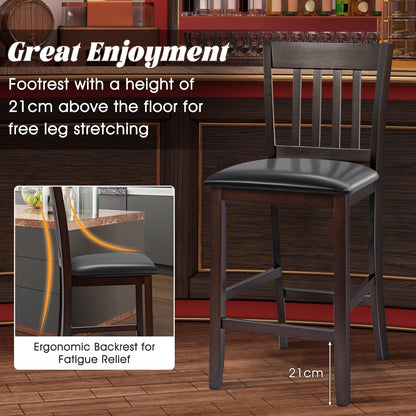 Set of 2 Bar Stools, 25 Inches, Rubber Wood Legs, Espresso Bar Stools at Gallery Canada