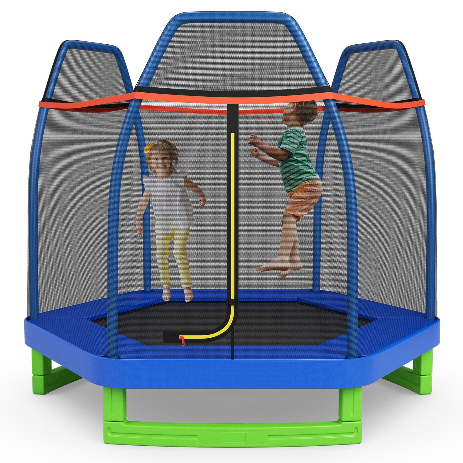 7 Ft Kids Trampoline With Safety Enclosure Net, Blue Trampolines at Gallery Canada