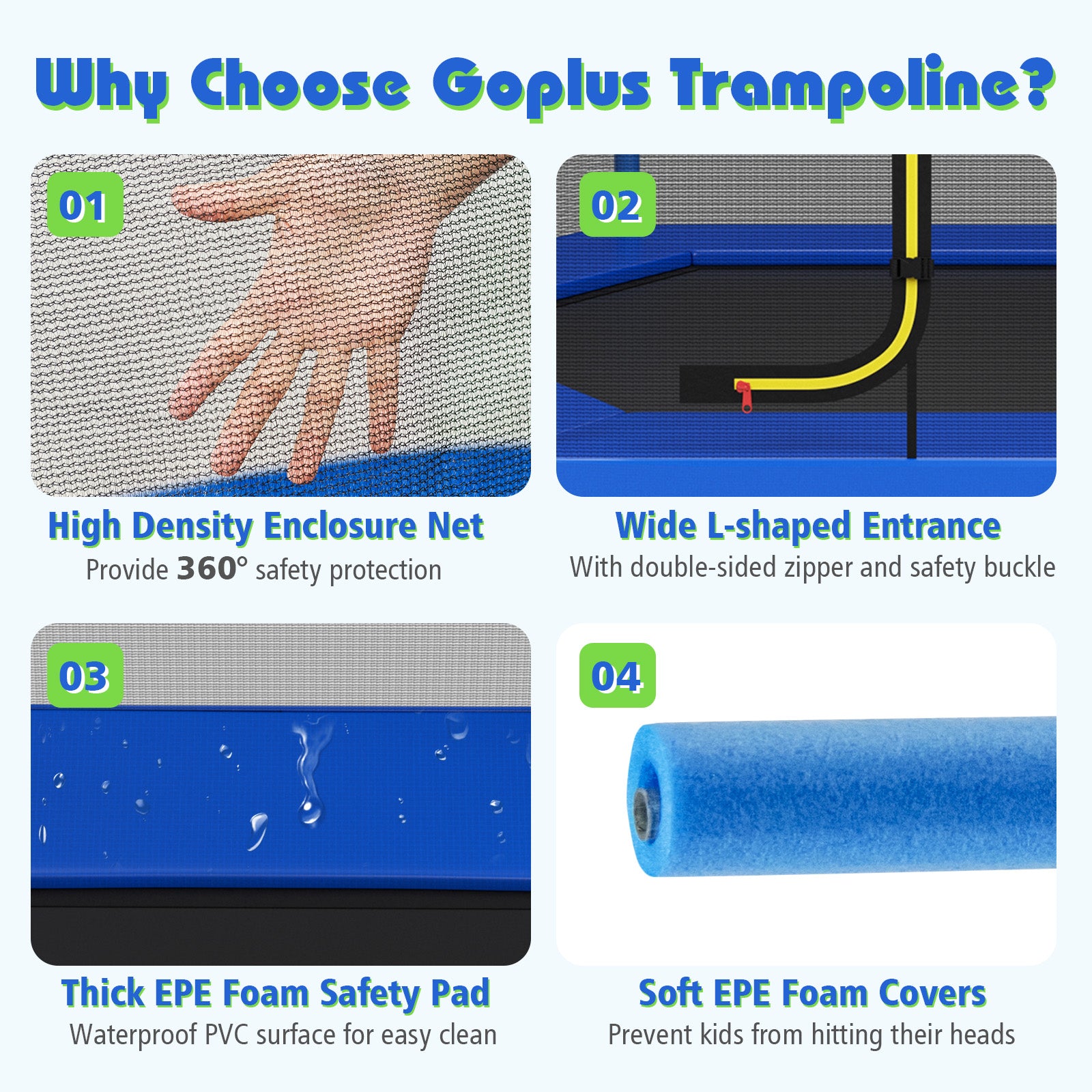 7 Ft Kids Trampoline With Safety Enclosure Net, Blue Trampolines at Gallery Canada