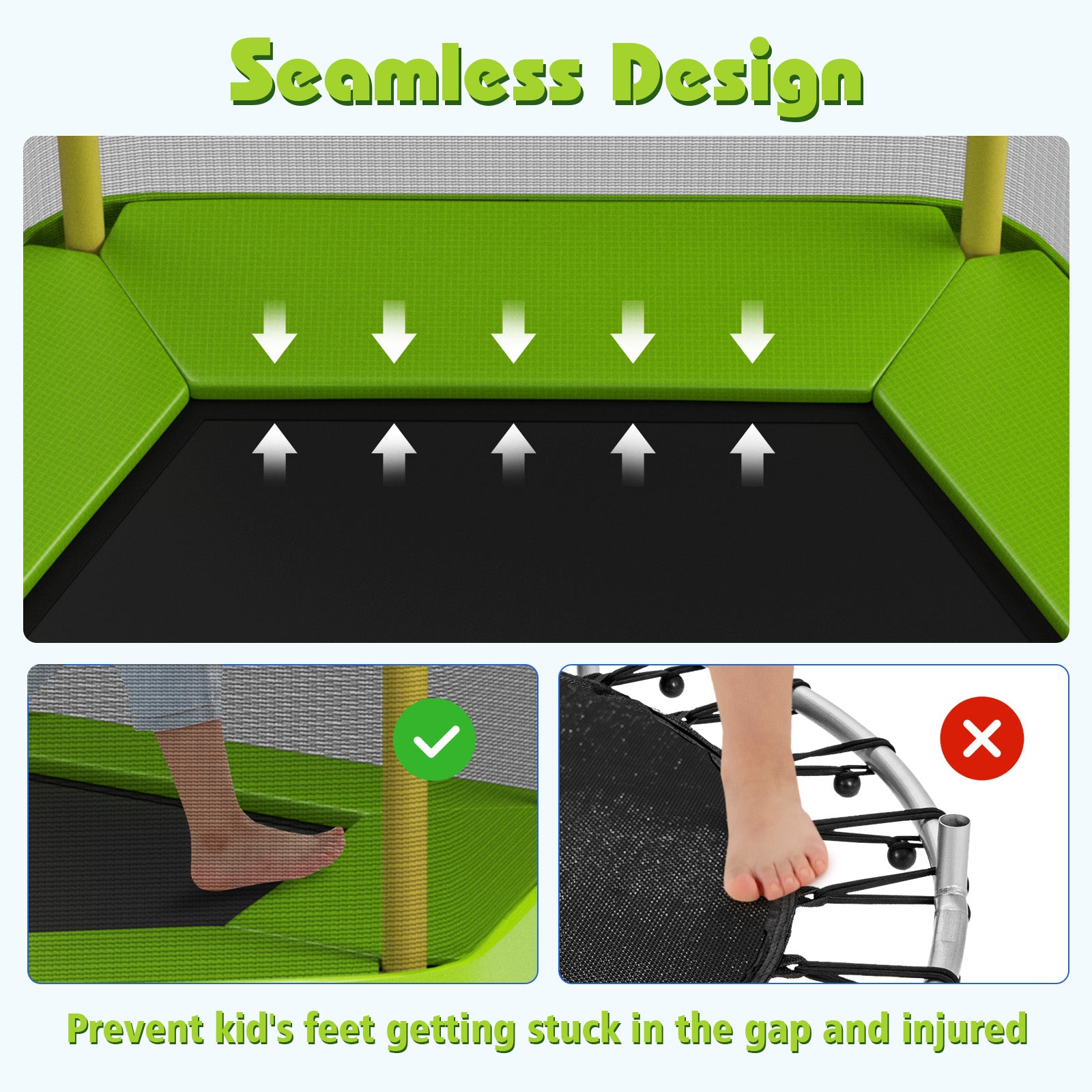7FT Kids Trampoline With Safety Enclosure Net, Green Trampolines at Gallery Canada