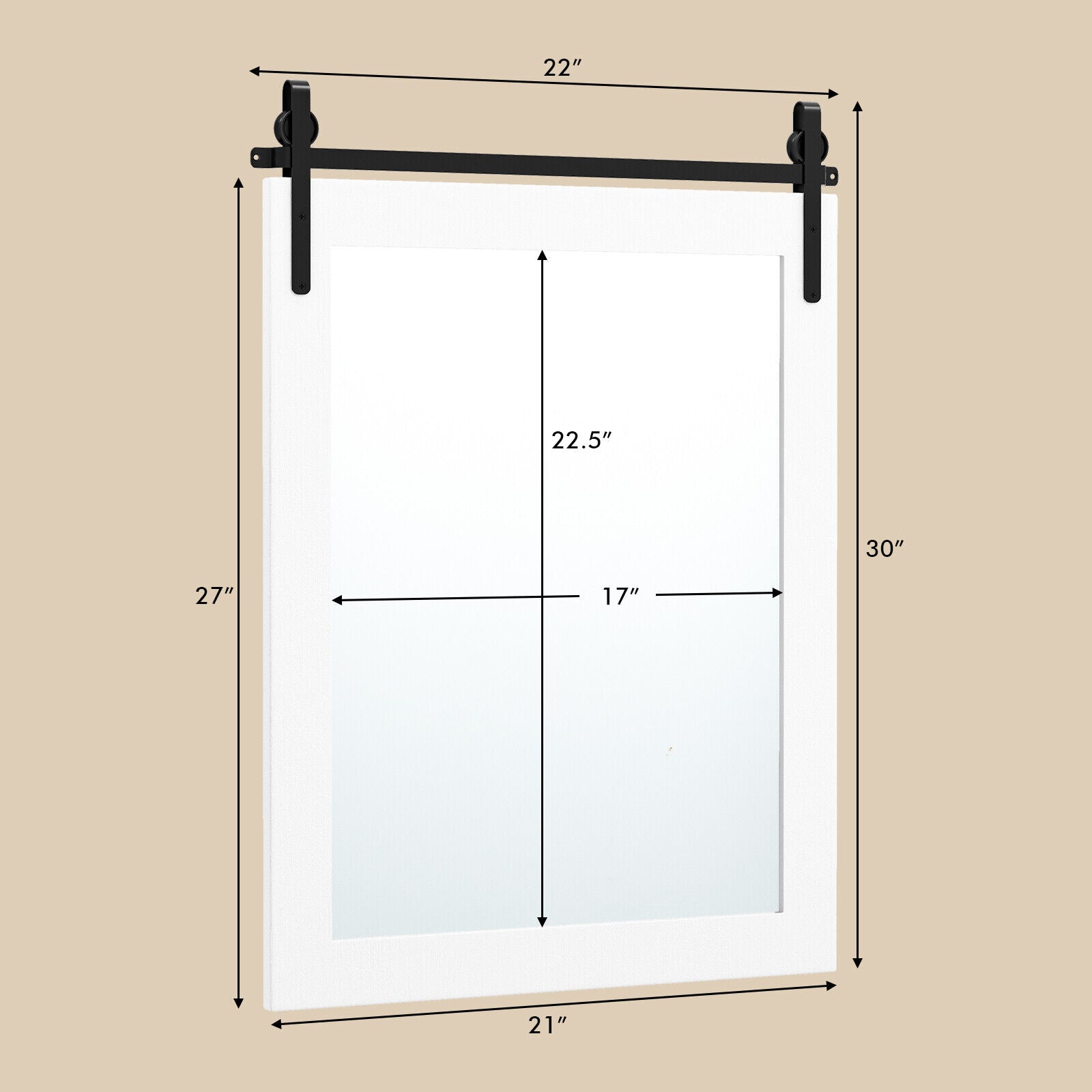 30 x 22 Inch Wall Mirror, Wood Frame, White Wall Mirrors at Gallery Canada