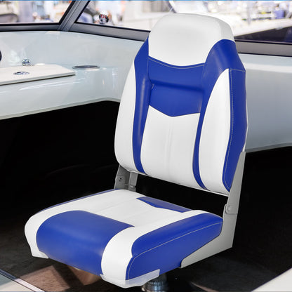 High Back Folding Boat Seat, White Cushion, Blue Swimming at Gallery Canada