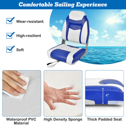 High Back Folding Boat Seat, White Cushion, Blue Swimming at Gallery Canada