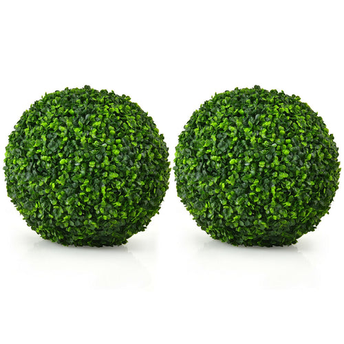 15.7 Inch Artificial Boxwood Topiary Ball Tree Set, Green
