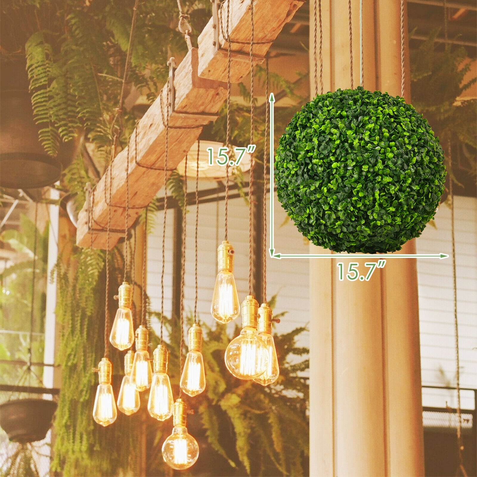 15.7 Inch Artificial Boxwood Topiary Ball Tree Set, Green Faux Plants at Gallery Canada