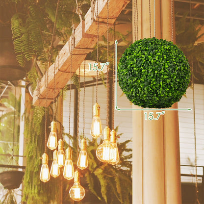 15.7 Inch Artificial Boxwood Topiary Ball Tree Set, Green Faux Plants at Gallery Canada