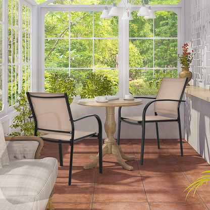 Set Of 2 Patio Stackable Dining Chairs, With Armrests, Brown Patio Dining Chairs at Gallery Canada