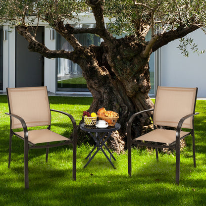 Set Of 2 Patio Stackable Dining Chairs, With Armrests, Brown Patio Dining Chairs at Gallery Canada