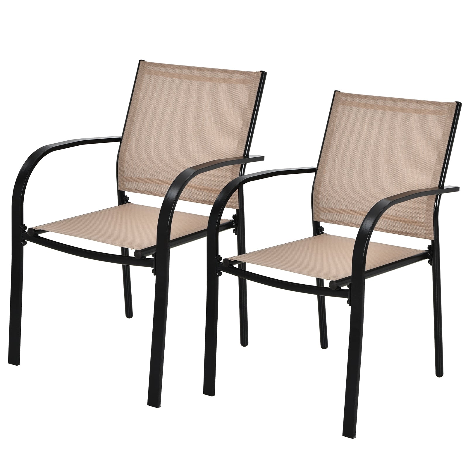 Set Of 2 Patio Stackable Dining Chairs, With Armrests, Brown Patio Dining Chairs at Gallery Canada