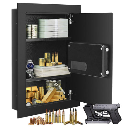 Digital Flat Recessed Wall Safe, Security Lock Gun Cash Box, Black Safe Box at Gallery Canada