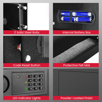 Digital Flat Recessed Wall Safe, Security Lock Gun Cash Box, Black Safe Box at Gallery Canada