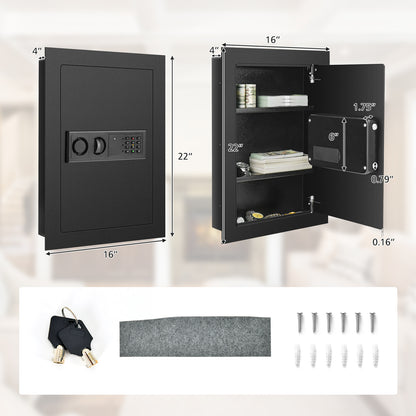 Digital Flat Recessed Wall Safe, Security Lock Gun Cash Box, Black Safe Box at Gallery Canada