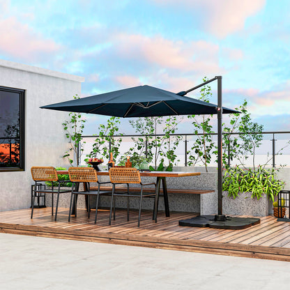 9.5 Feet Square Cantilever Patio Umbrella, 360 Rotation, Navy Outdoor Umbrellas at Gallery Canada