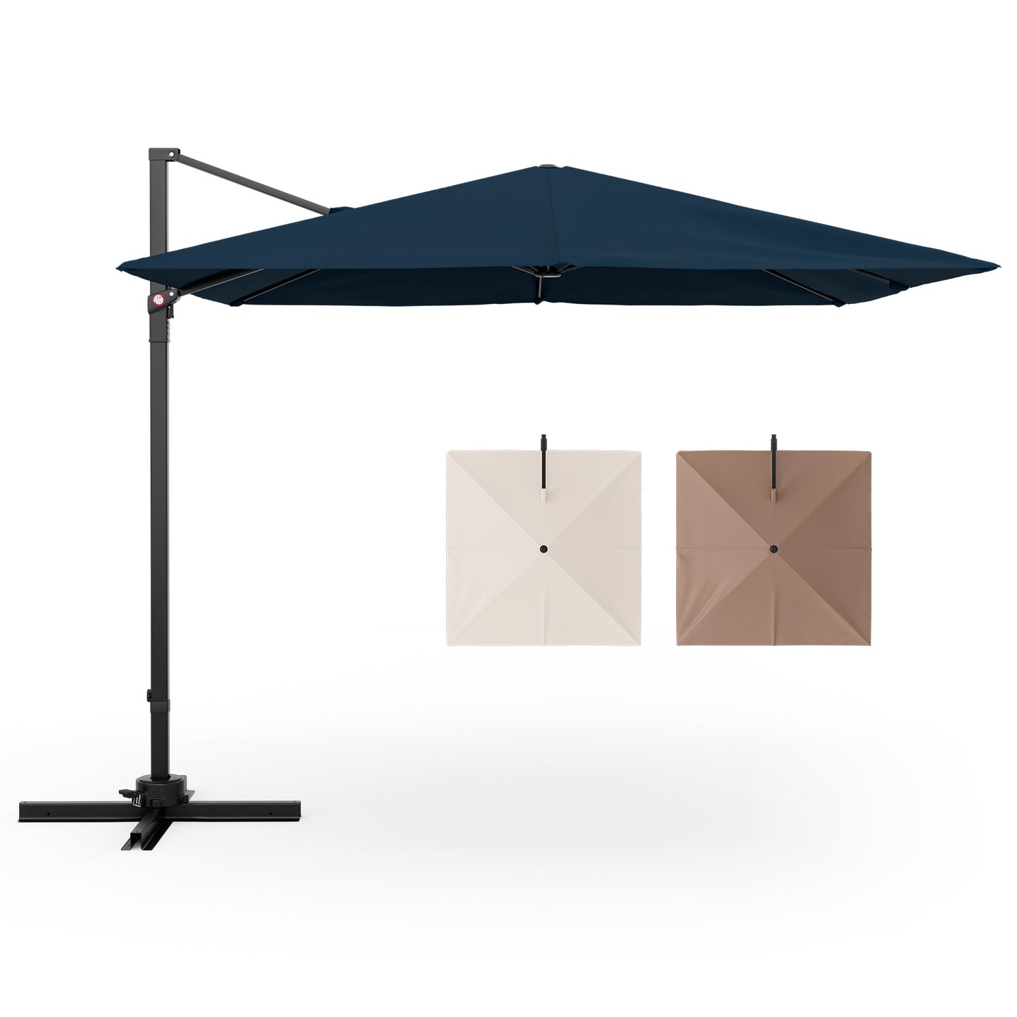 9.5 Feet Square Cantilever Patio Umbrella, 360 Rotation, Navy Outdoor Umbrellas Navy at Gallery Canada