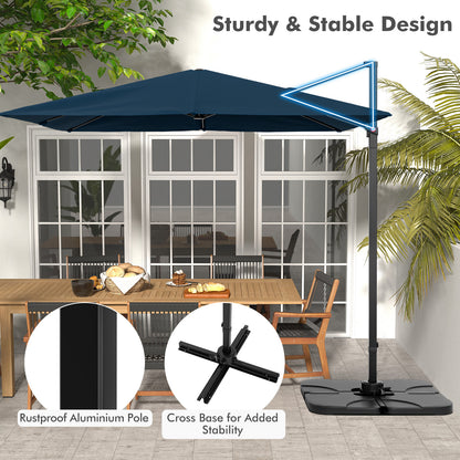 9.5 Feet Square Cantilever Patio Umbrella, 360 Rotation, Navy Outdoor Umbrellas at Gallery Canada