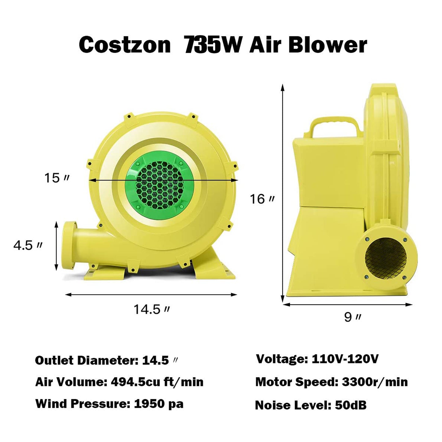 1.0 HP Air Blower Pump Fan, 735 W, For Inflatable Bounce House Air Blowers at Gallery Canada