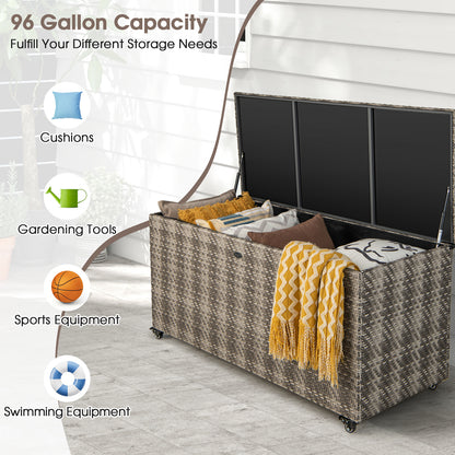 96 Gallon PE Wicker Outdoor Storage Box, 4 Wheels, Gray Sheds & Outdoor Storage at Gallery Canada