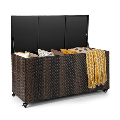 96 Gallon PE Wicker Outdoor Storage Box, 4 Wheels, Brown Sheds & Outdoor Storage Brown at Gallery Canada