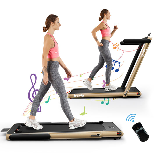2.25HP 2 In 1 Folding Treadmill, With App Speaker Remote Control, Yellow Treadmills Yellow at Gallery Canada