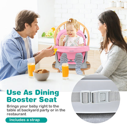 6-In-1 Convertible Baby High Chair, Adjustable Removable Tray, Pink High Chairs at Gallery Canada
