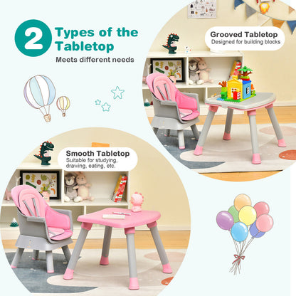 6-In-1 Convertible Baby High Chair, Adjustable Removable Tray, Pink High Chairs at Gallery Canada