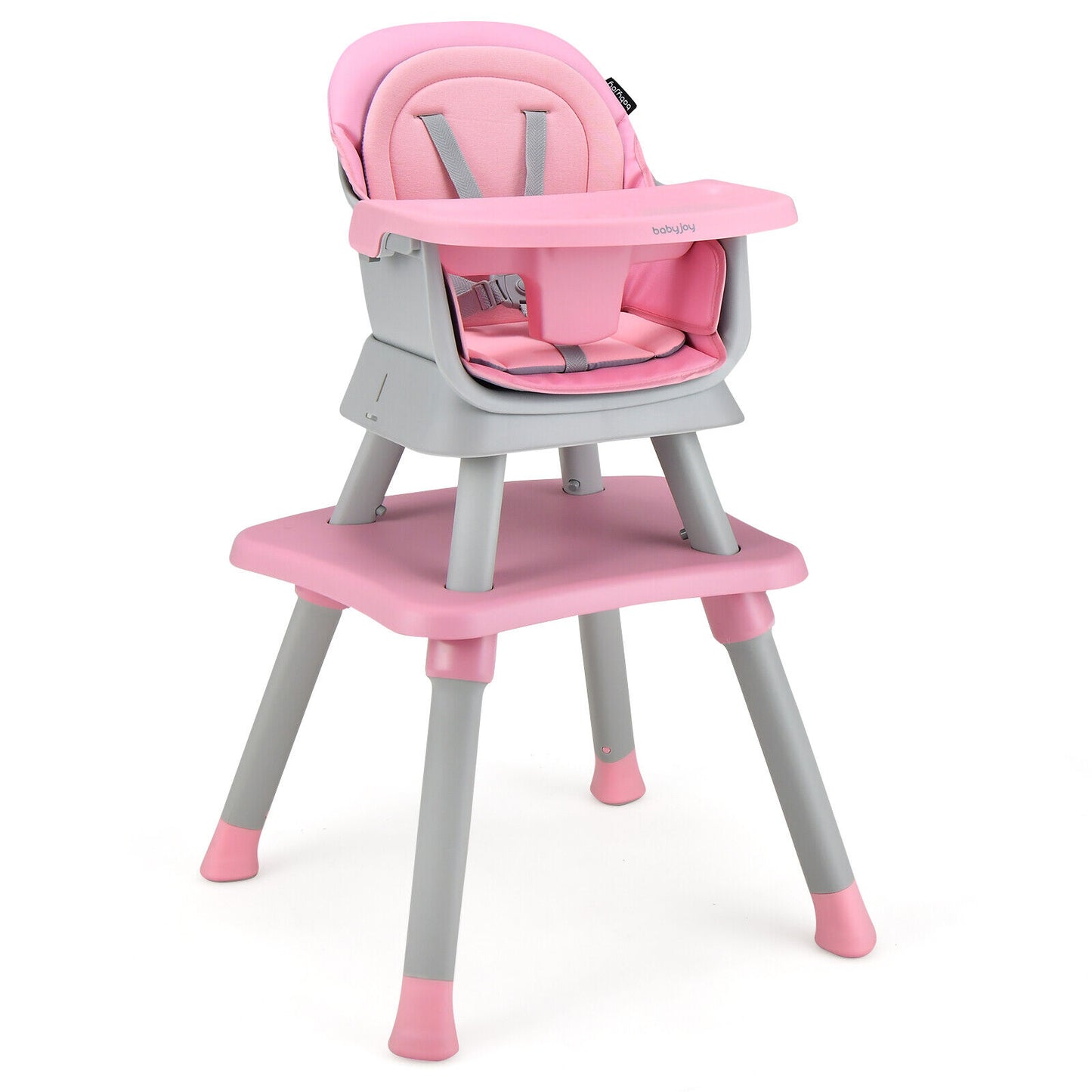 6-In-1 Convertible Baby High Chair, Adjustable Removable Tray, Pink High Chairs Pink at Gallery Canada