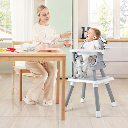 6-In-1 Convertible Baby High Chair, Adjustable Removable Tray, Gray White High Chairs at Gallery Canada