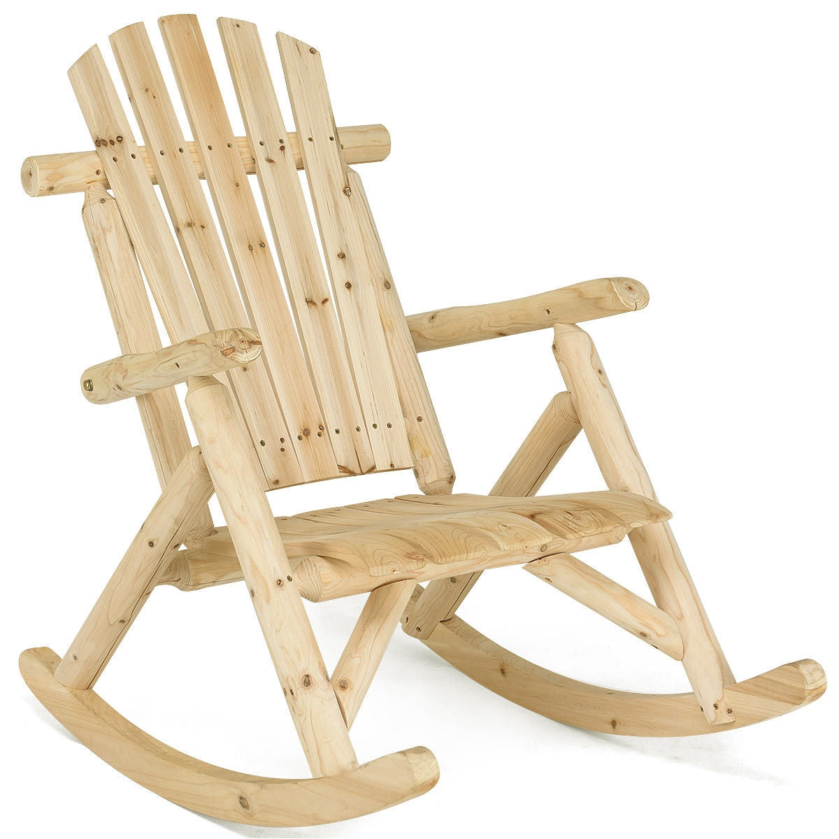 Wood Single Porch Rocker Lounge Patio Rocking Chair, Natural Patio Rocking Chairs & Gliders at Gallery Canada