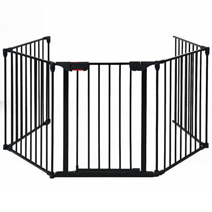 115 Inch, 5 Panel Adjustable Fireplace Fence, Black Pet Gate Black at Gallery Canada
