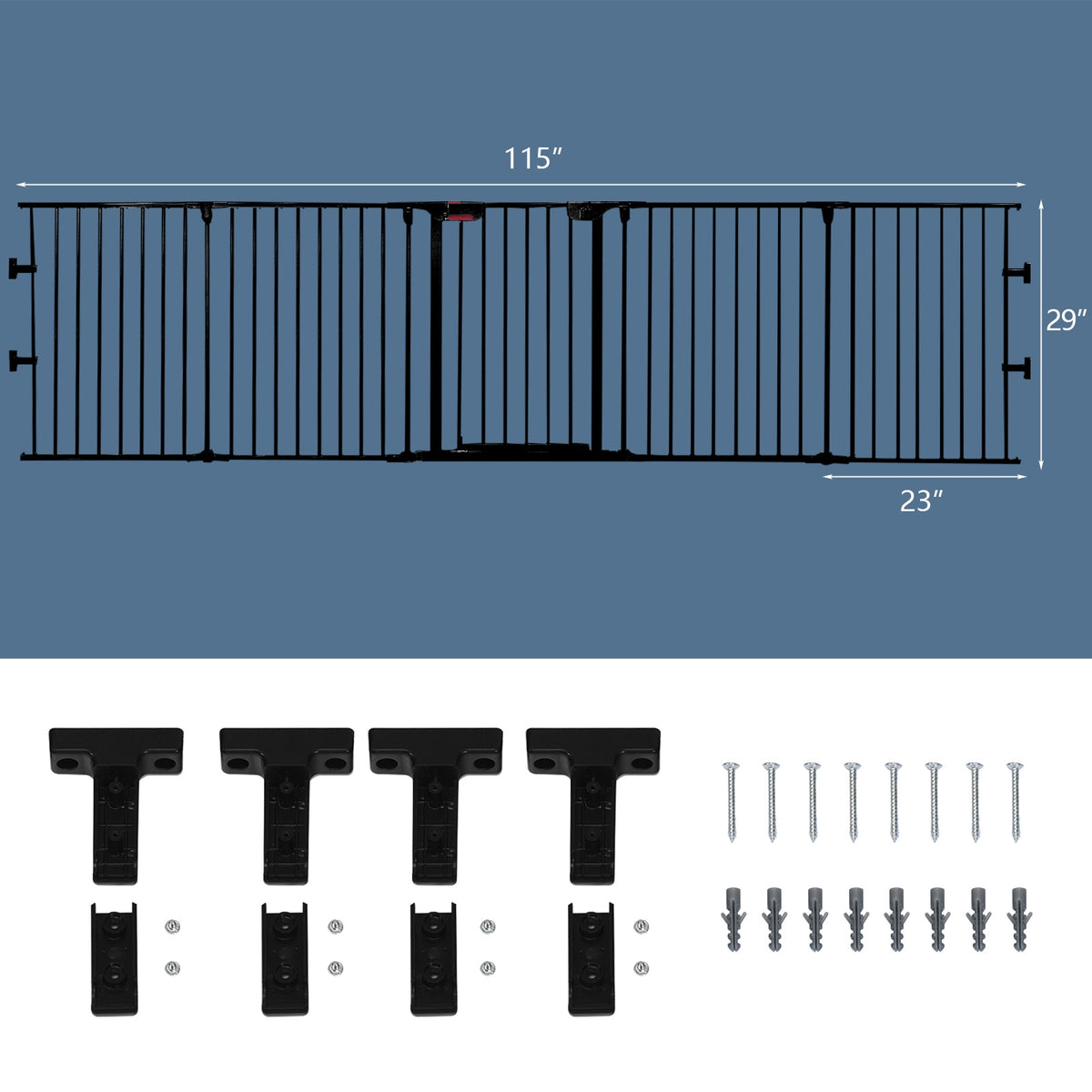115 Inch, 5 Panel Adjustable Fireplace Fence, Black Pet Gate at Gallery Canada