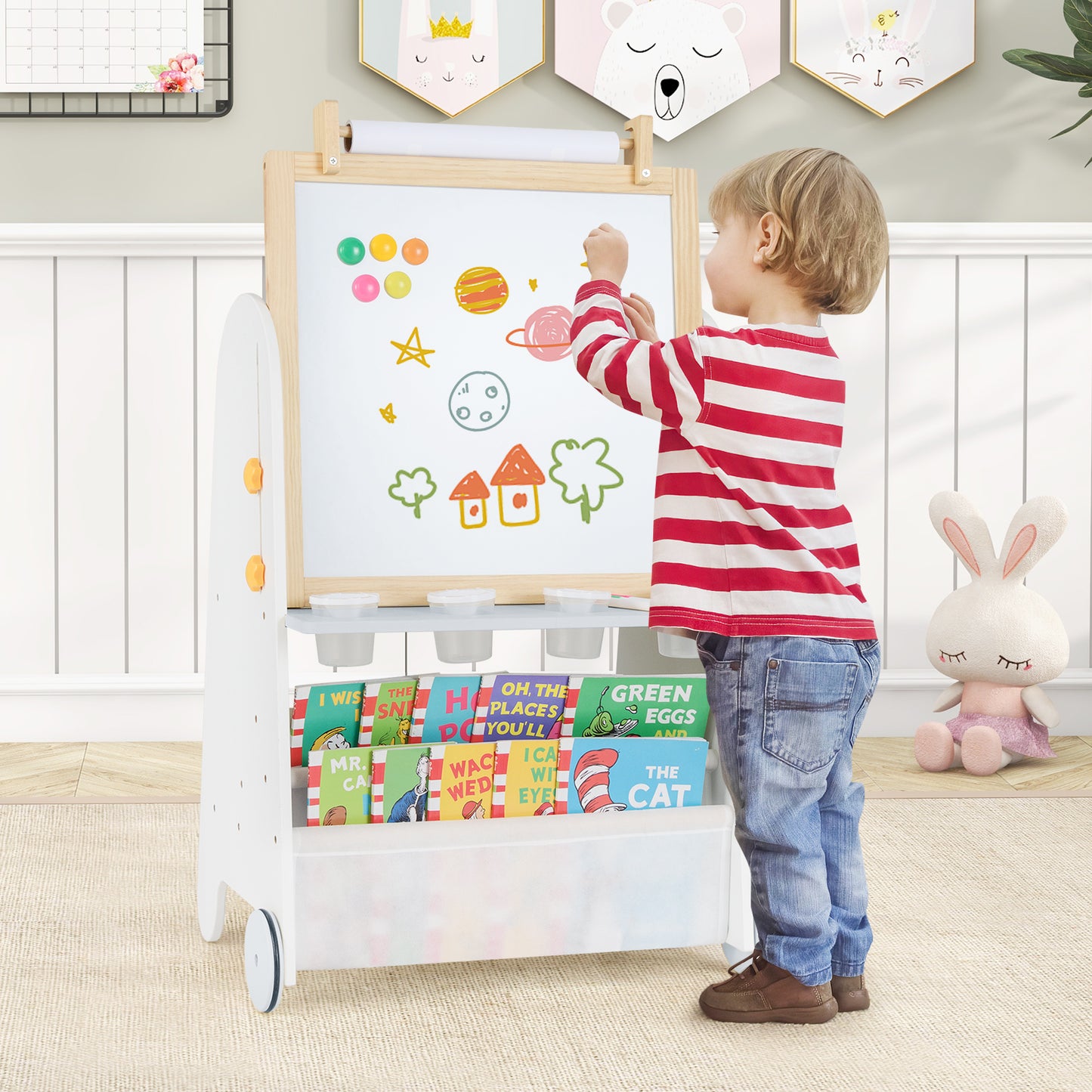 4-in-1 Toddler Activity Table, Magnetic Whiteboard, Chalk Board, Gray Art Easels at Gallery Canada