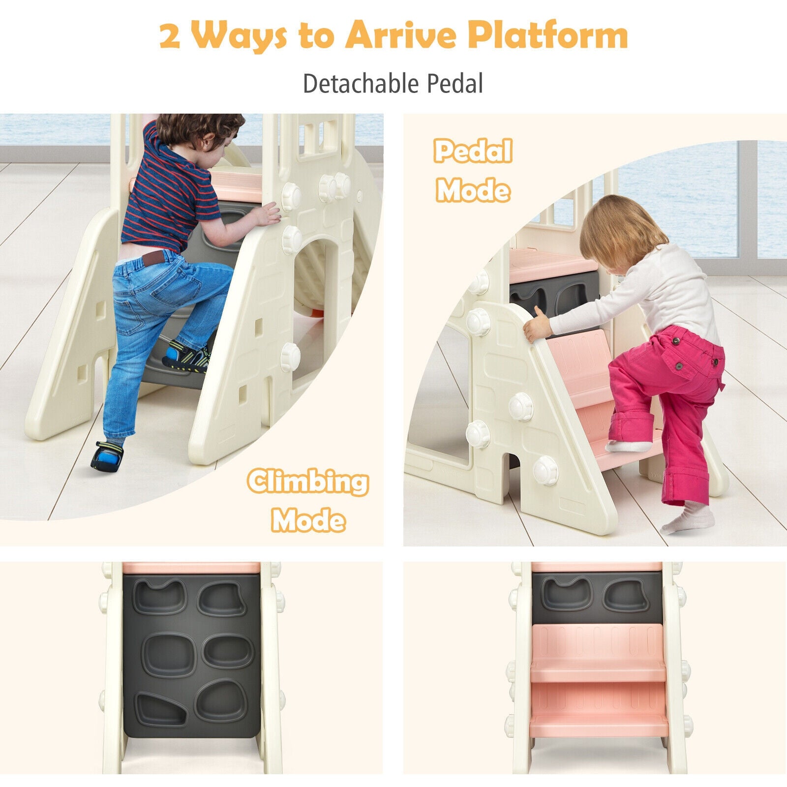 6-In-1 Large Kids Climber Slide Playset, Pink Climbers & Slides at Gallery Canada