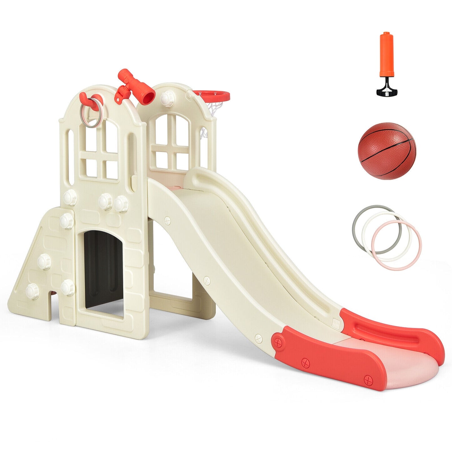 6-In-1 Large Kids Climber Slide Playset, Pink Climbers & Slides at Gallery Canada