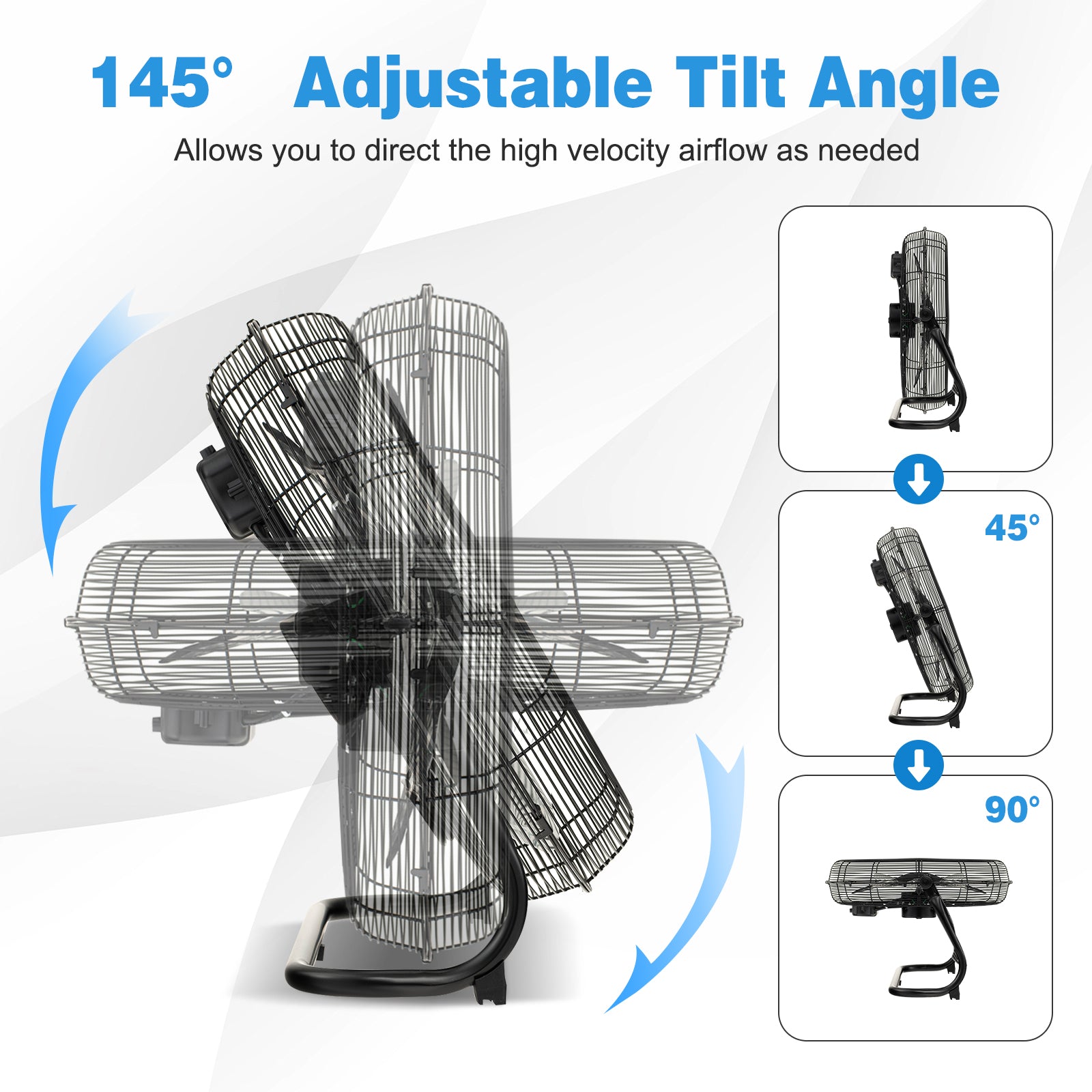 3-Speed High Velocity Floor Fan, Adjustable Tilt, Black Fans at Gallery Canada
