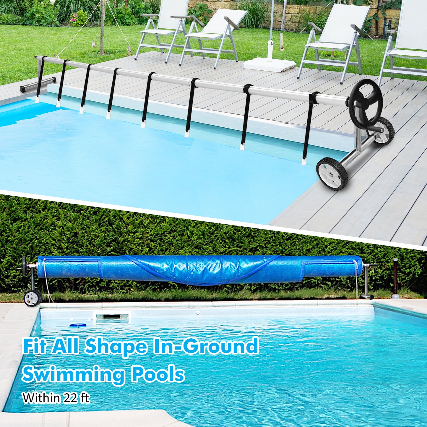 22 Ft Aluminum In-Ground Pool Solar Cover Reel Set, Silver Swimming Pools at Gallery Canada