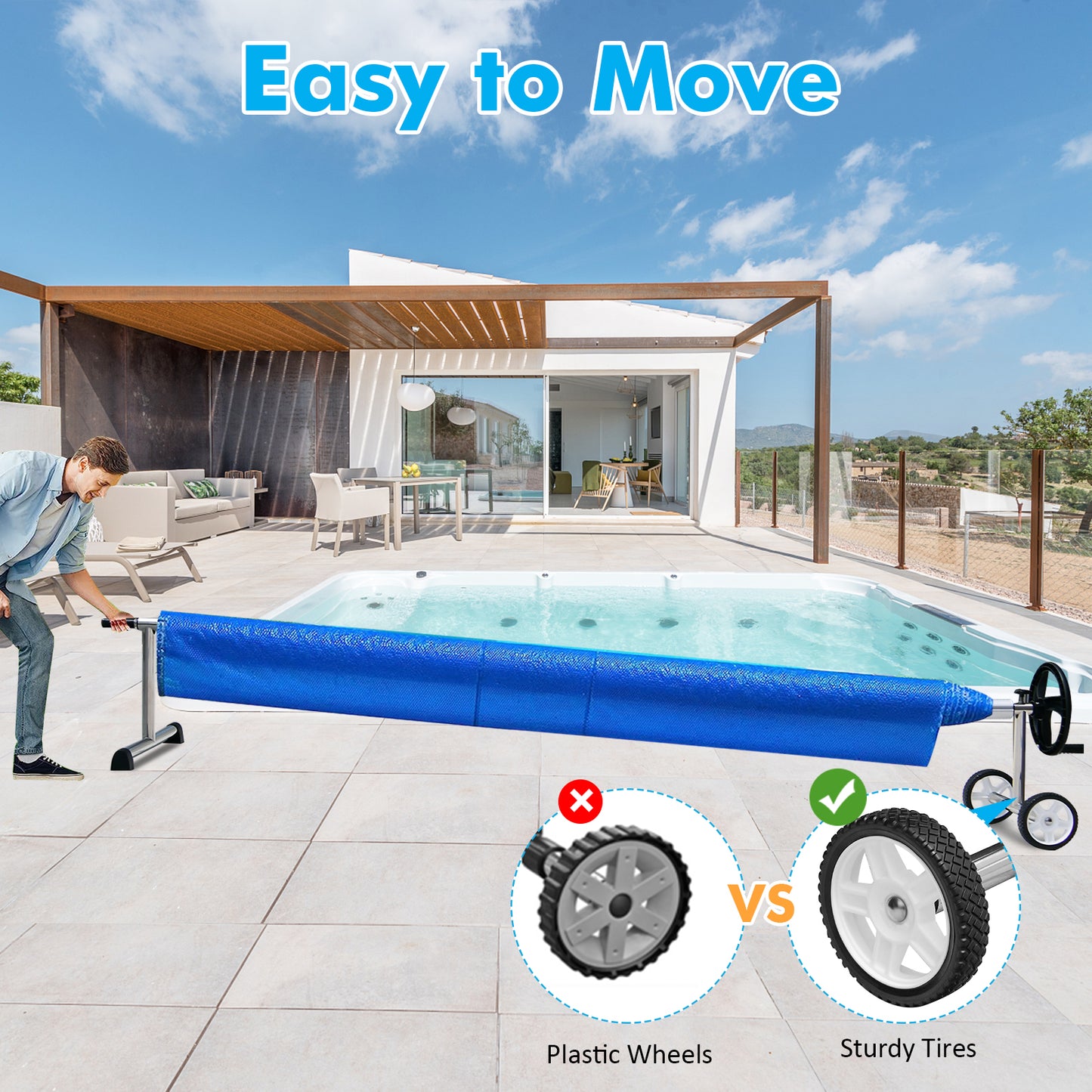 22 Ft Aluminum In-Ground Pool Solar Cover Reel Set, Silver Swimming Pools at Gallery Canada
