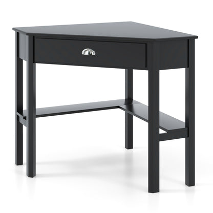 Corner Wooden Laptop Computer Desk, Black Corner Desks Black at Gallery Canada