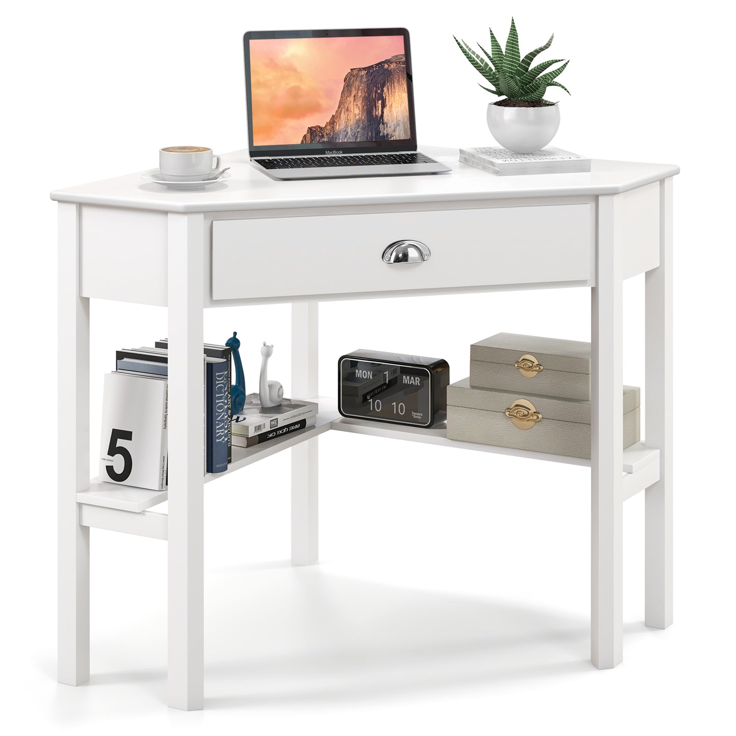 Corner Wooden Laptop Desk, White Corner Desks at Gallery Canada