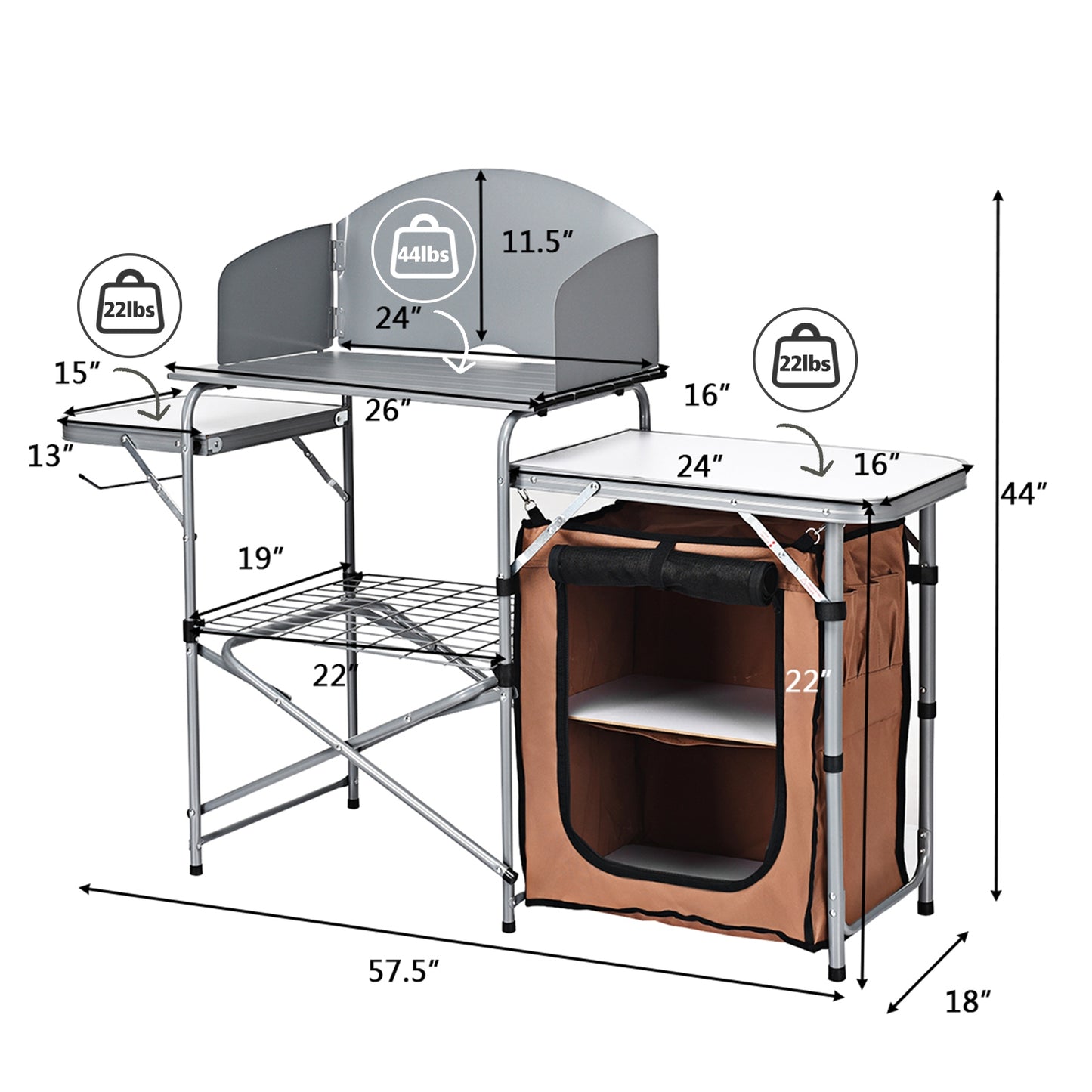 Foldable Outdoor BBQ Portable Grilling Table, Brown Camping Furniture at Gallery Canada