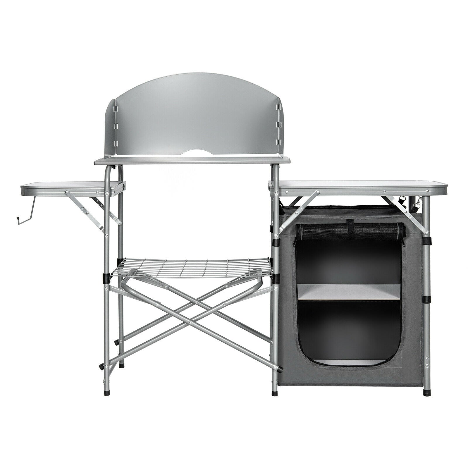 Foldable Portable BBQ Grilling Table With Windscreen Bag, Gray Camping Furniture at Gallery Canada